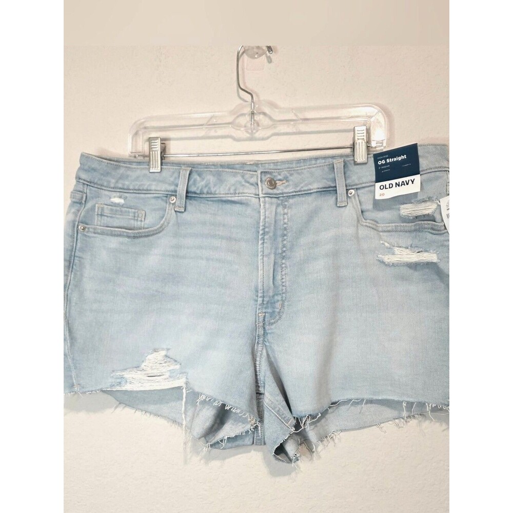 NEW Old Navy High Rise OG Straight Denim Shorts Distressed Jorts Jean Size 20